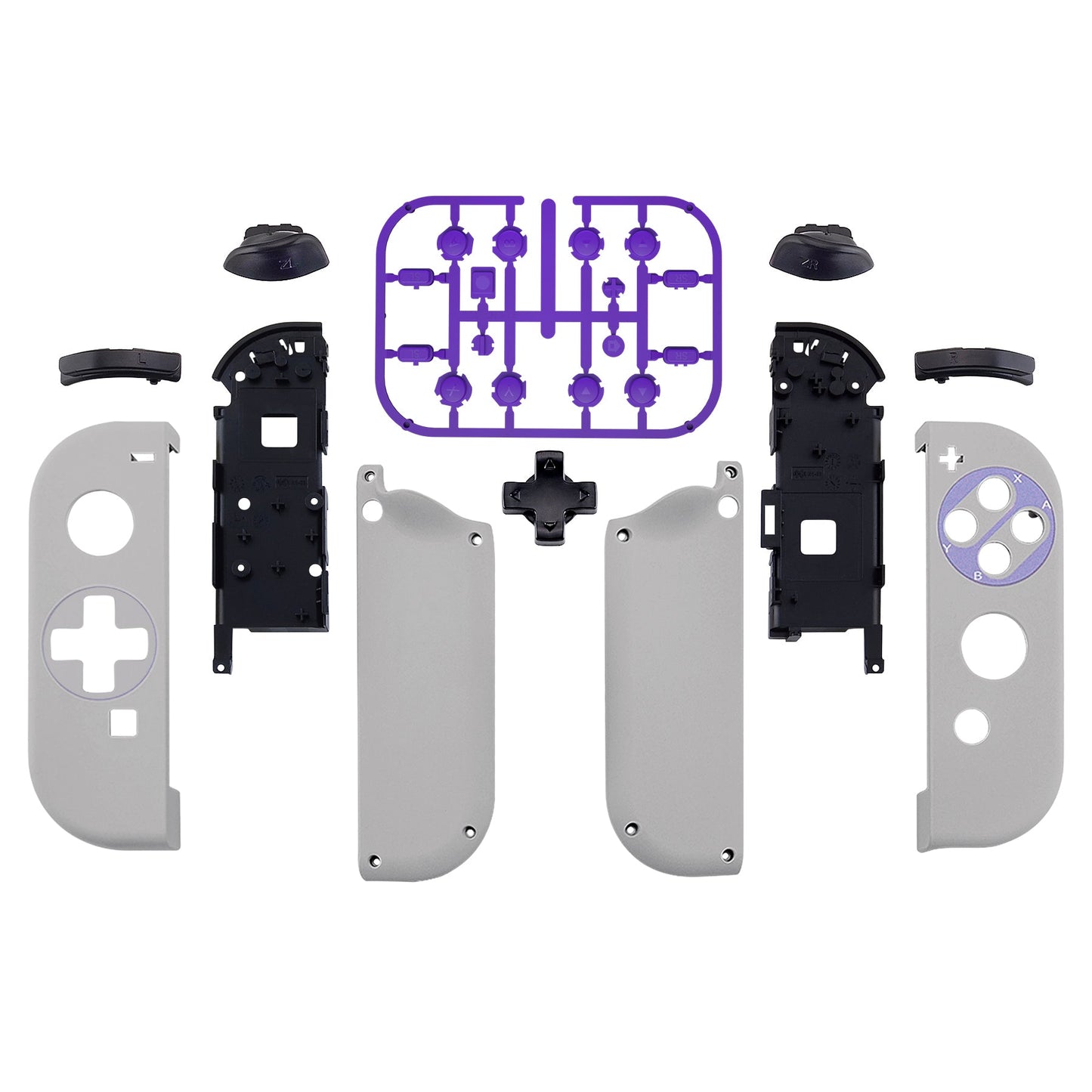 eXtremeRate Retail Classics SNES Style Soft Touch Joycon Handheld Controller Housing (D-Pad Version) with Full Set Buttons, DIY Replacement Shell Case for NS Switch JoyCon & OLED JoyCon - Console Shell NOT Included - JZT105