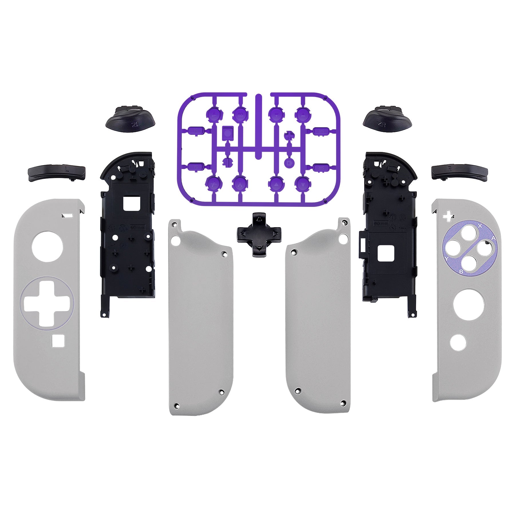 eXtremeRate Retail Classics SNES Style Soft Touch Joycon Handheld Controller Housing (D-Pad Version) with Full Set Buttons, DIY Replacement Shell Case for NS Switch JoyCon & OLED JoyCon - Console Shell NOT Included - JZT105