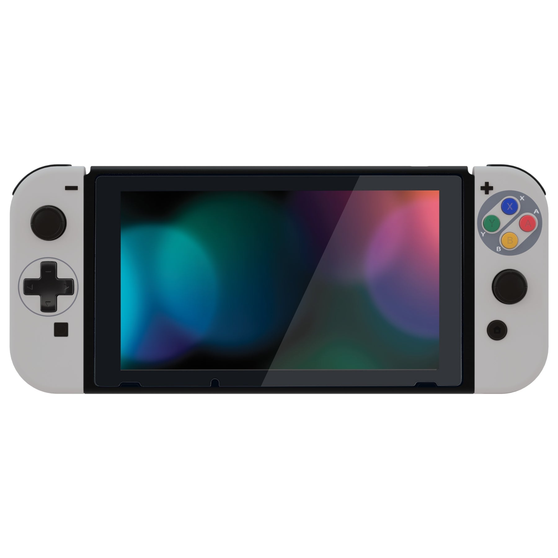 eXtremeRate Retail SNES Classic EU Style Soft Touch Joycon Handheld Controller Housing (D-Pad Version) with Colorful Buttons, DIY Replacement Shell Case for NS Switch JoyCon & OLED JoyCon - Console Shell NOT Included - JZT106