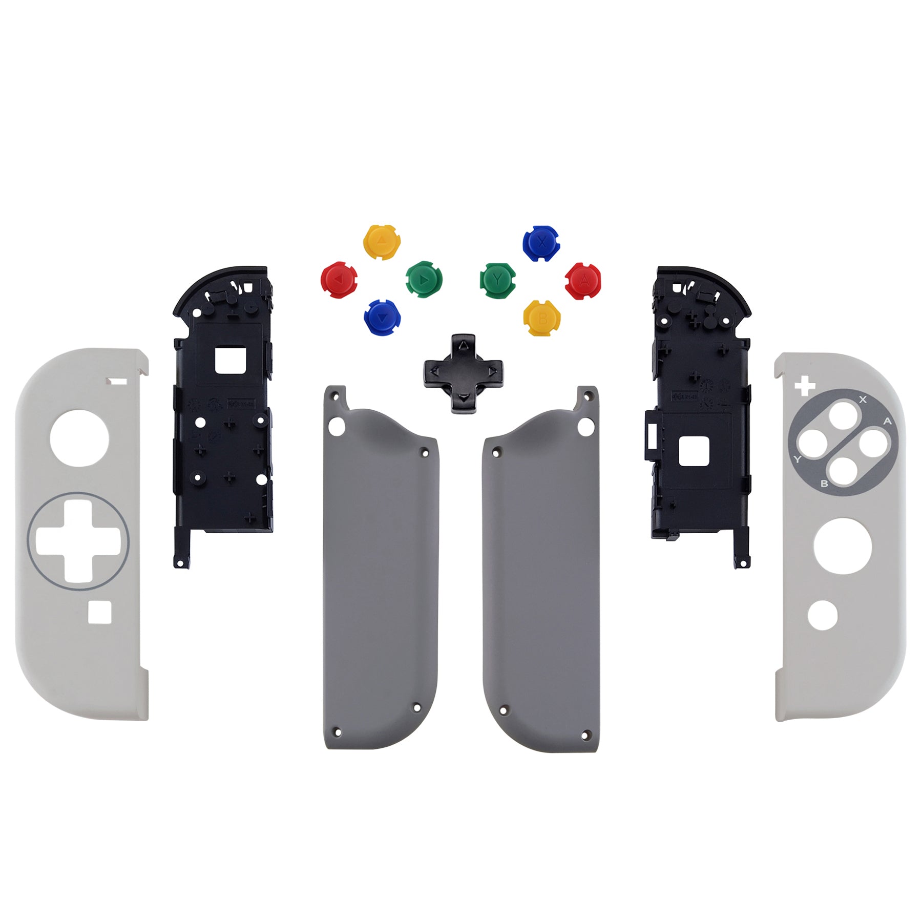SNES Classic EU Style Soft Touch Joycon Handheld Controller Housing (D-Pad Version) with Colorful Buttons, DIY Replacement Shell Case for NS Switch JoyCon & OLED JoyCon - Console Shell NOT Included - JZT106 eXtremeRate