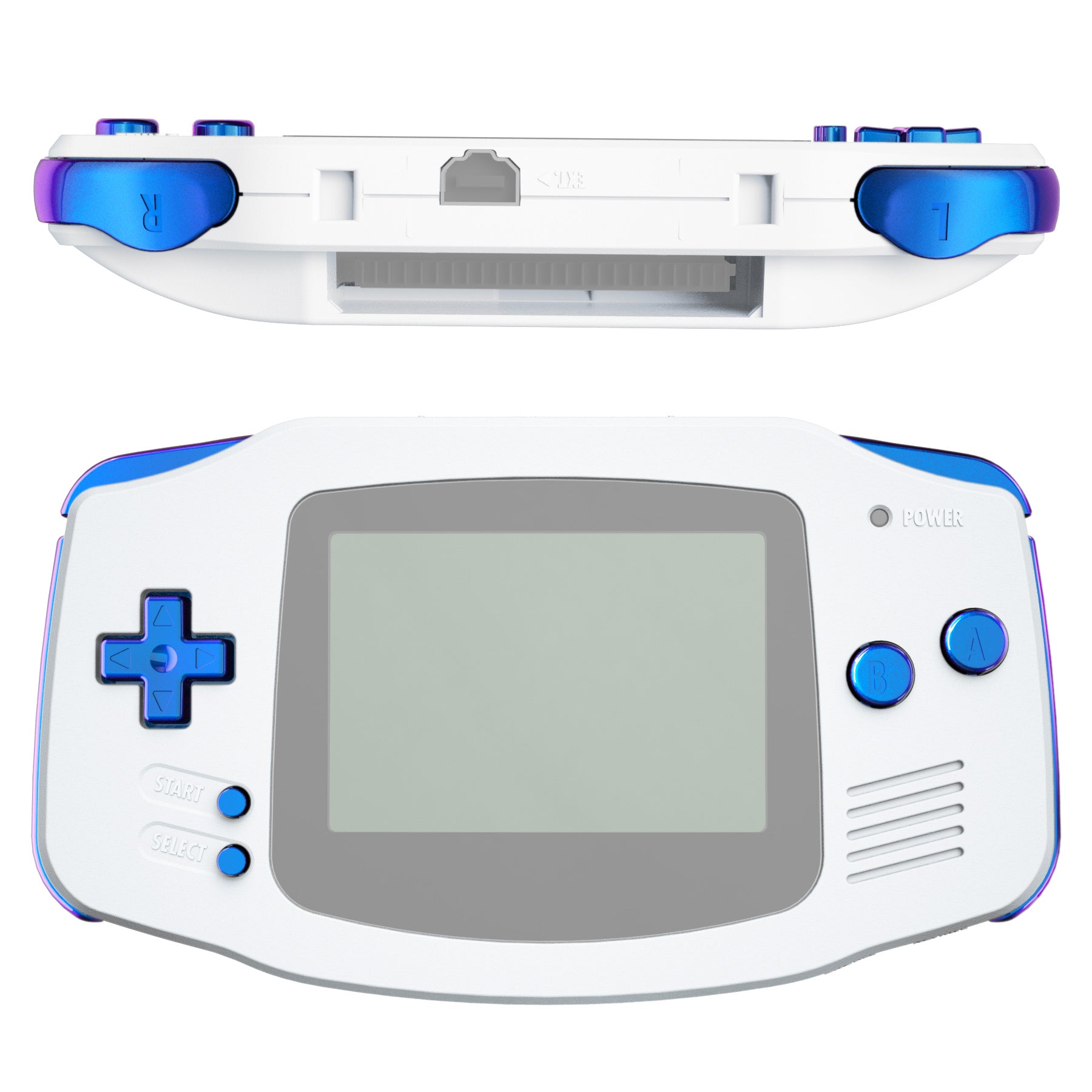 eXtremeRate Retail Chameleon Purple Blue GBA Replacement Full Set Buttons for Gameboy Advance - Handheld Game Console NOT Included - KAG2001