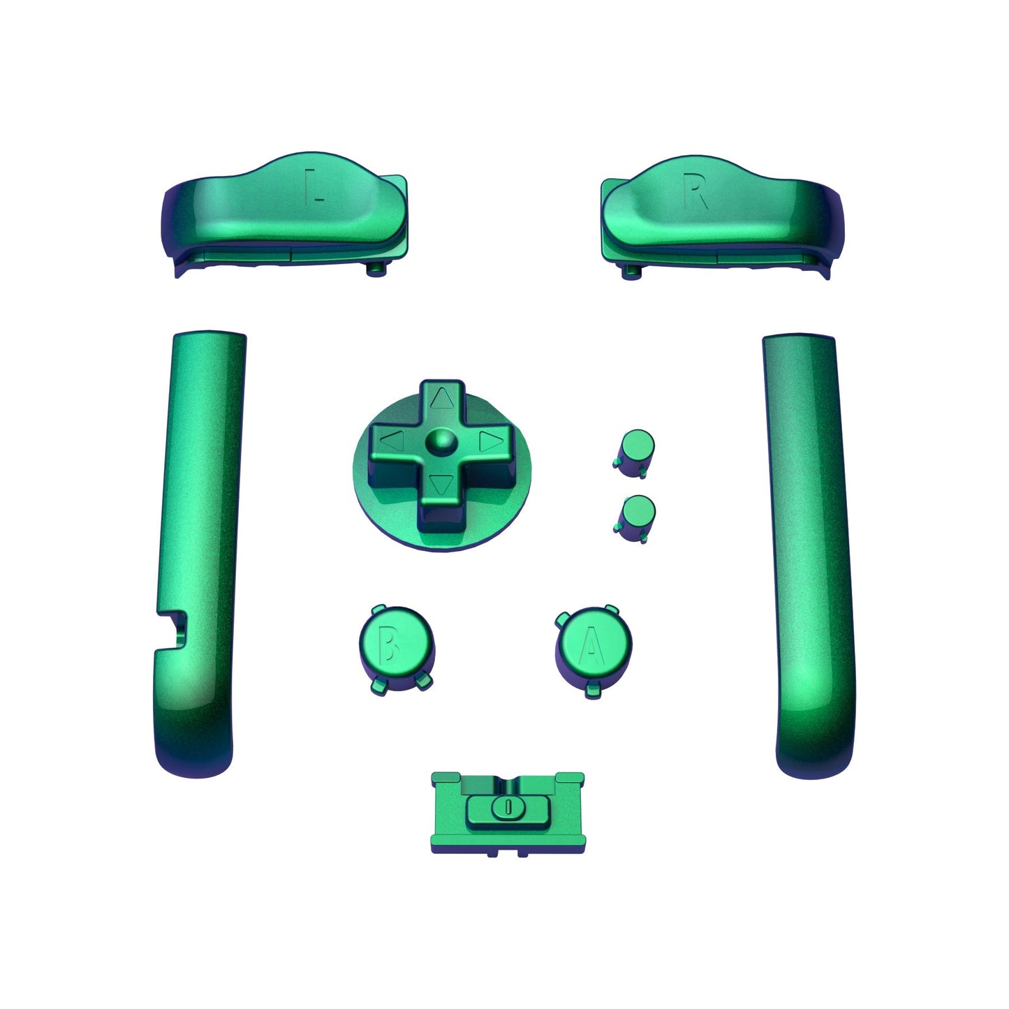 eXtremeRate Retail Chameleon Green Purple GBA Replacement Full Set Buttons for Gameboy Advance - Handheld Game Console NOT Included - KAG2002