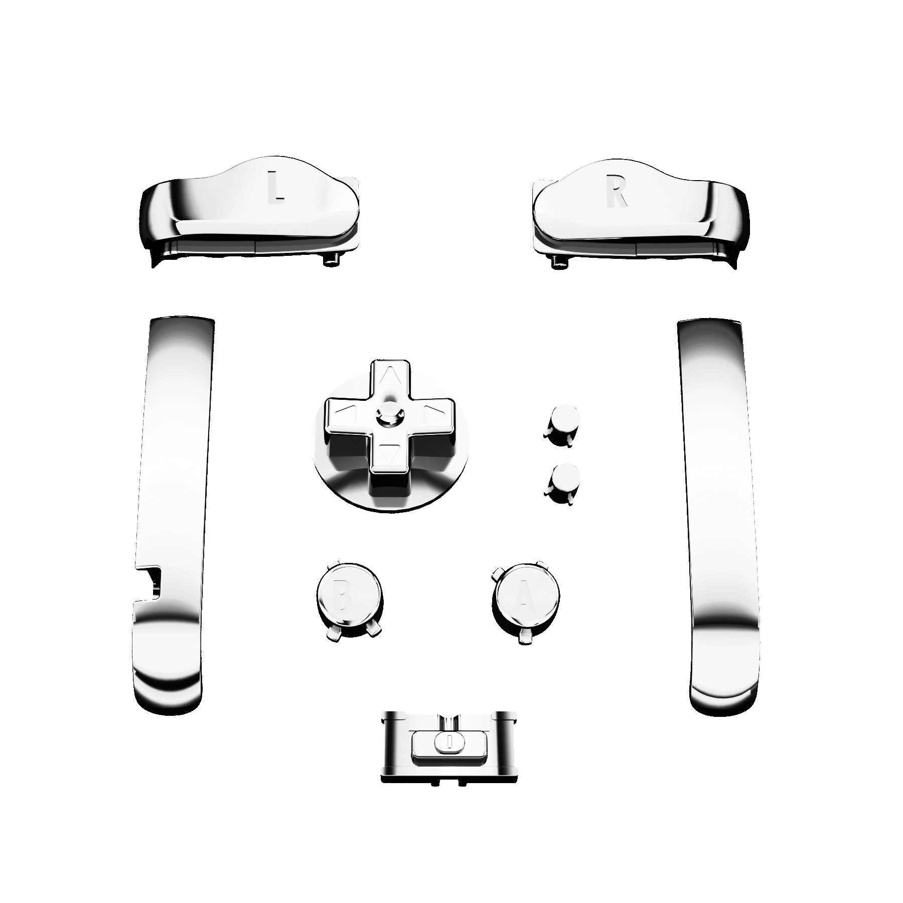 eXtremeRate Retail Chrome Silver GBA Replacement Full Set Buttons for Gameboy Advance - Handheld Game Console NOT Included - KAG3002