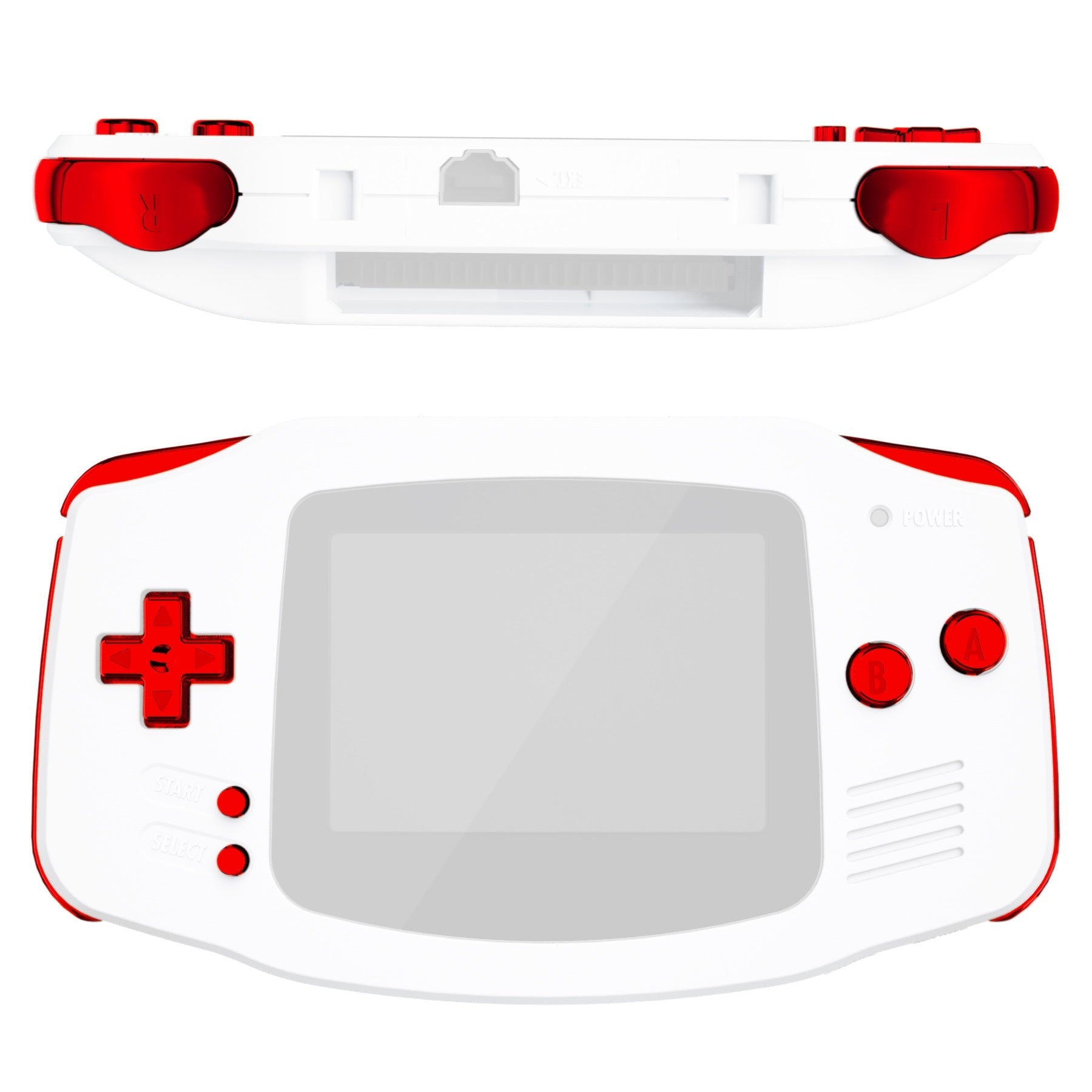 eXtremeRate Retail Chrome Red GBA Replacement Full Set Buttons for Gameboy Advance - Handheld Game Console NOT Included - KAG3003