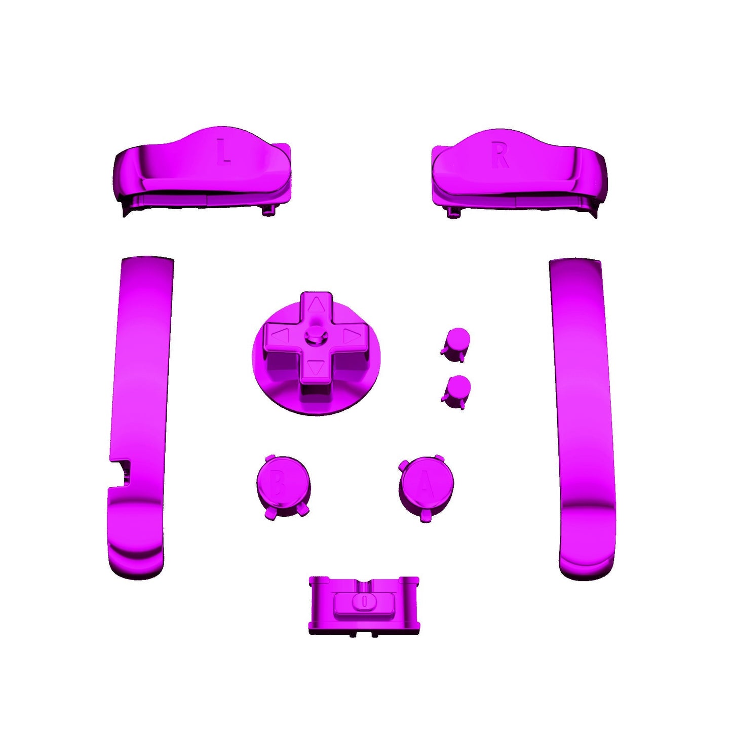 eXtremeRate Retail Chrome Purple GBA Replacement Full Set Buttons for Gameboy Advance - Handheld Game Console NOT Included - KAG3005