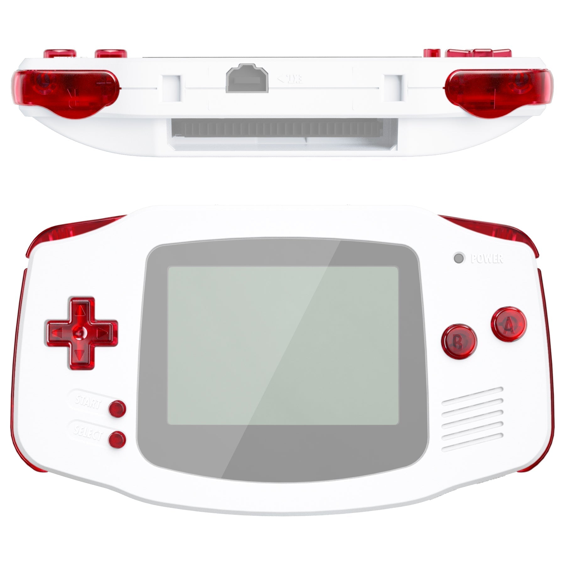 eXtremeRate Retail Clear Red GBA Replacement Full Set Buttons for Gameboy Advance - Handheld Game Console NOT Included - KAG4002