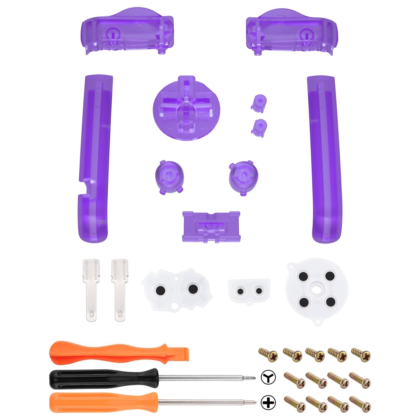 eXtremeRate Retail Clear Atomic Purple GBA Replacement Full Set Buttons for Gameboy Advance - Handheld Game Console NOT Included - KAG4005