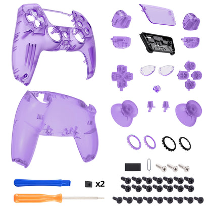 eXtremeRate PS5コントローラーBDM-030/040/050対応LUNA再設計交換対応用フルセットシェル＆ボタン【クリアパープル】