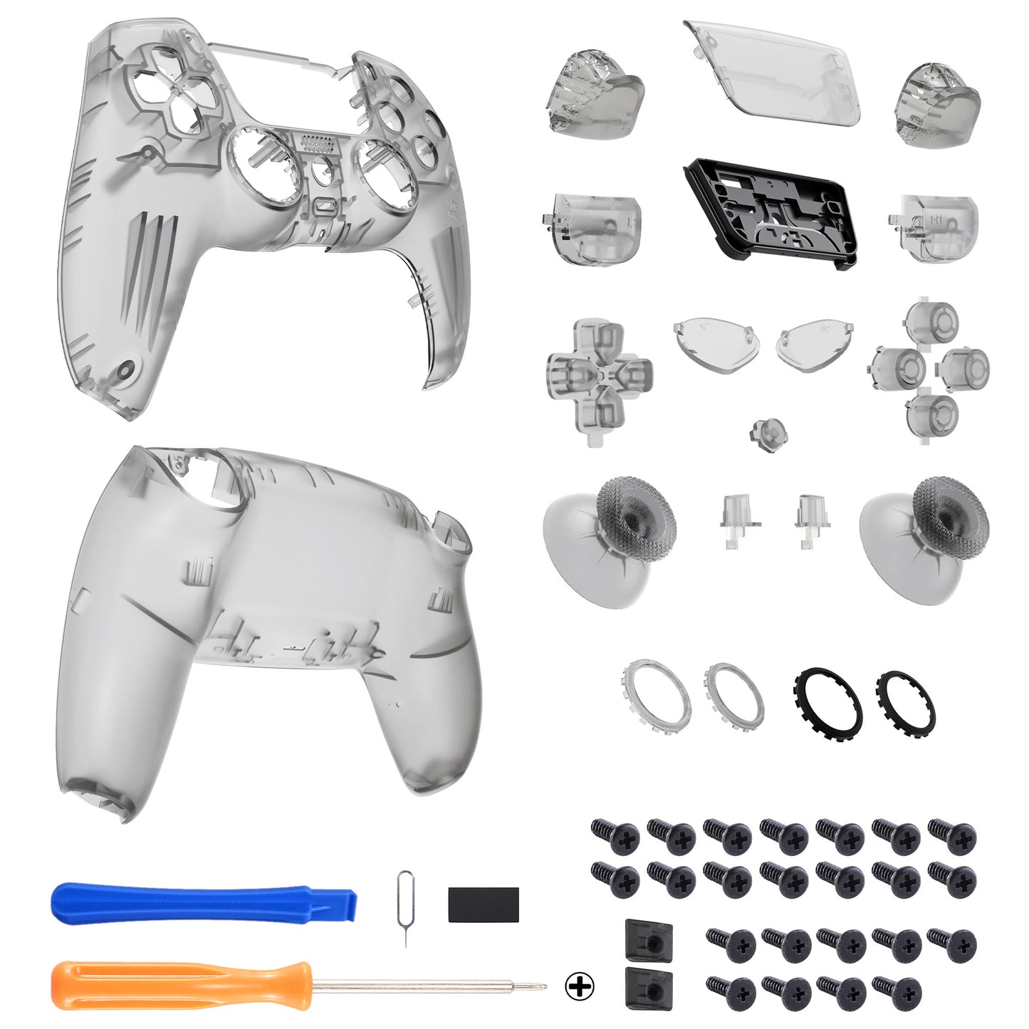 eXtremeRate PS5コントローラーBDM-030/040/050対応LUNA再設計交換対応用フルセットシェル＆ボタン【クリアブラック】