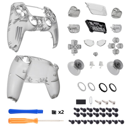 eXtremeRate PS5コントローラーBDM-030/040/050対応LUNA再設計交換対応用フルセットシェル＆ボタン【クリアブラック】