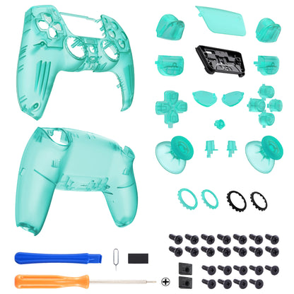 eXtremeRate PS5コントローラーBDM-030/040/050対応LUNA再設計交換対応用フルセットシェル＆ボタン【エメラルドグリーン】