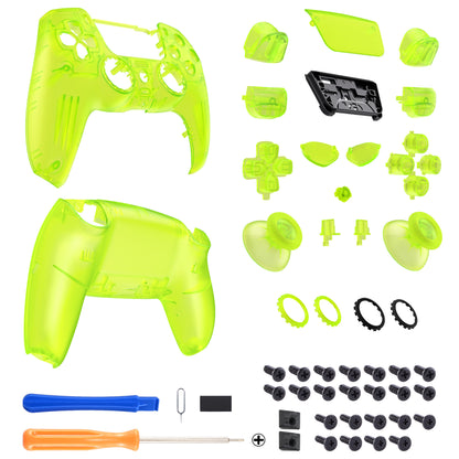 eXtremeRate PS5コントローラーBDM-030/040/050対応LUNA再設計交換対応用フルセットシェル＆ボタン【クリアライムグリーン】