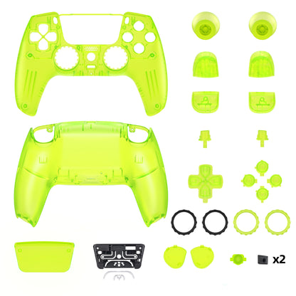eXtremeRate PS5コントローラーBDM-030/040/050対応LUNA再設計交換対応用フルセットシェル＆ボタン【クリアライムグリーン】