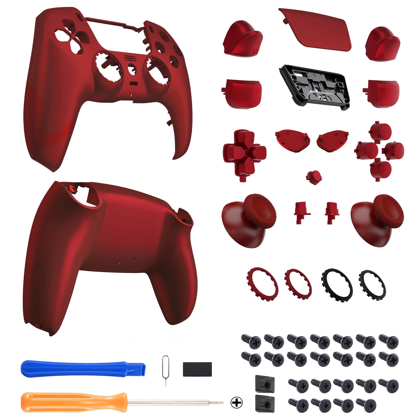 eXtremeRate LUNA Redesigned Replacement Full Shell & Button Set for PS5 Controller BDM-030/040/050 (Scarlet Red)