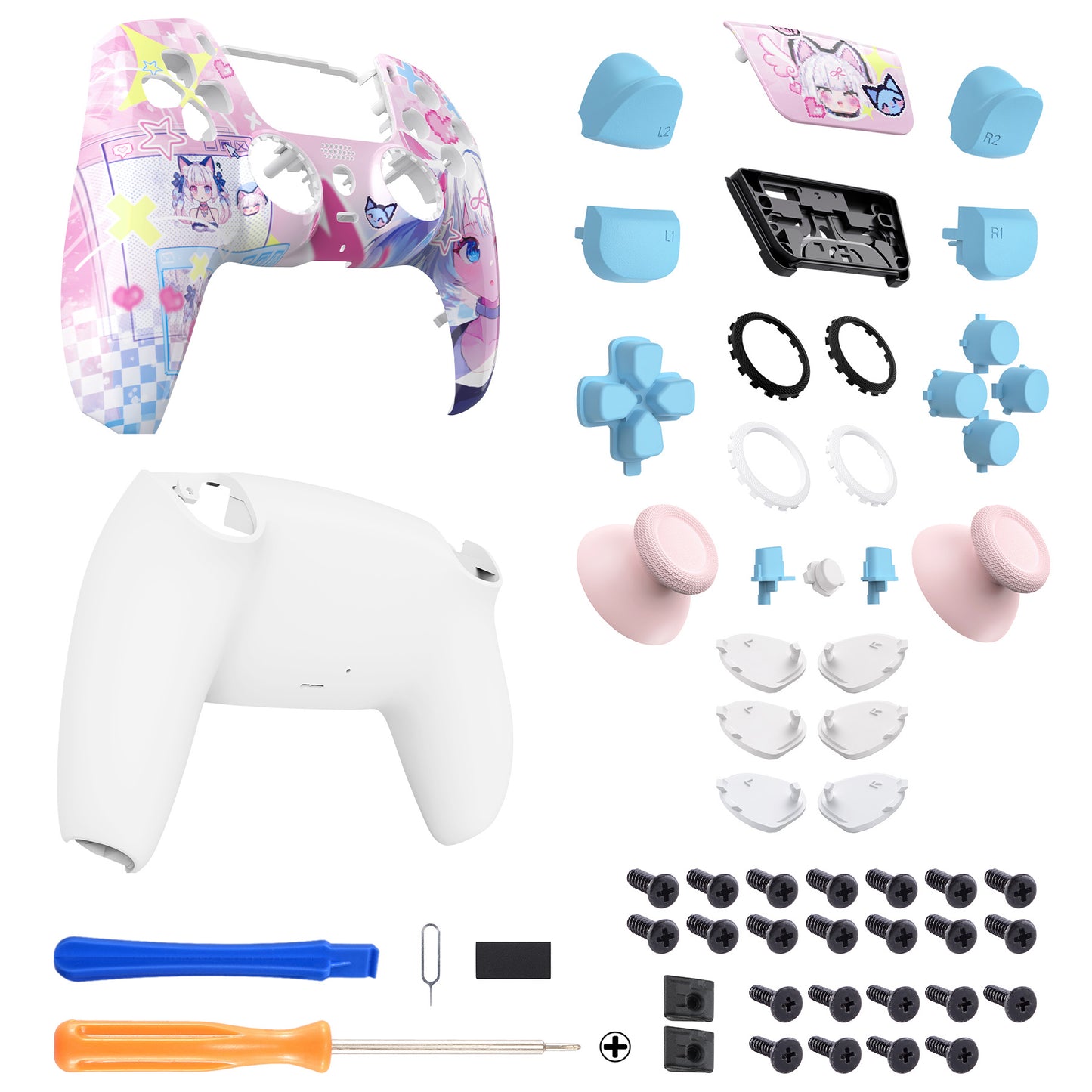 eXtremeRate PS5コントローラーBDM-030/040対応LUNA再設計交換対応用フルセットシェル＆ボタン【ミウ】