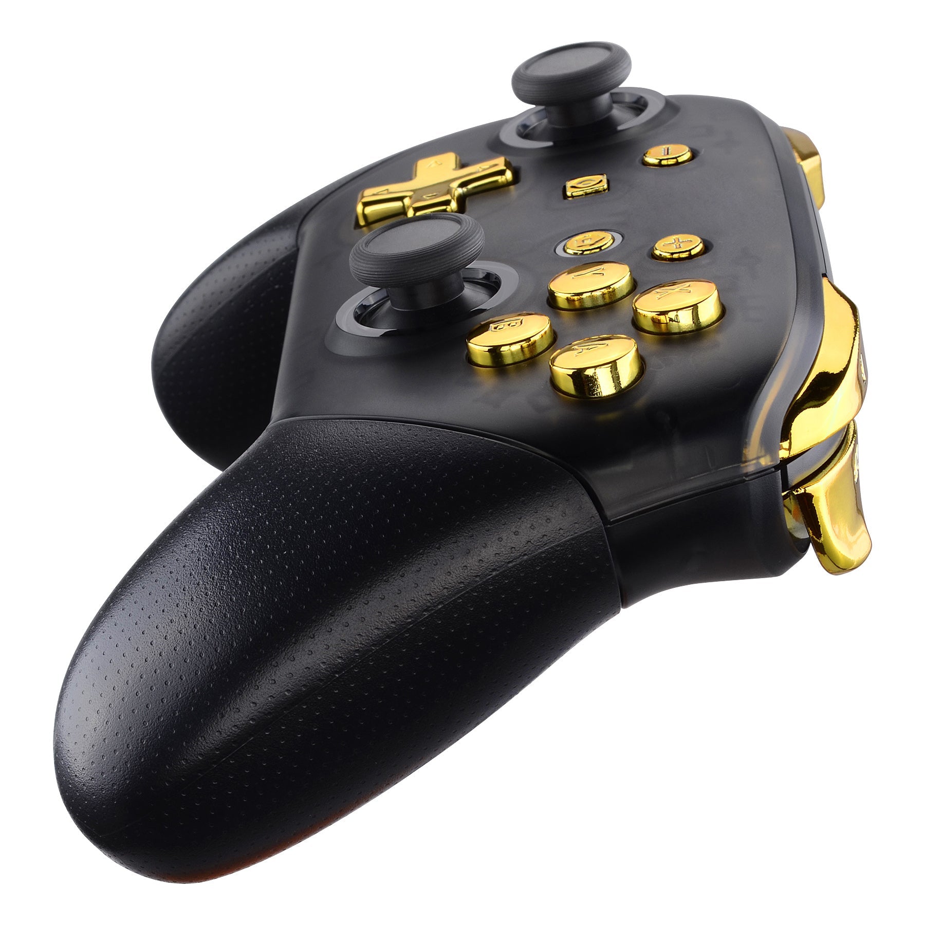 eXtremeRate Retail Chrome Gold Repair ABXY D-pad ZR ZL L R Keys for Nintendo Switch Pro Controller, Glossy DIY Replacement Full Set Buttons with Tools for Nintendo Switch Pro - Controller NOT Included - KRD401