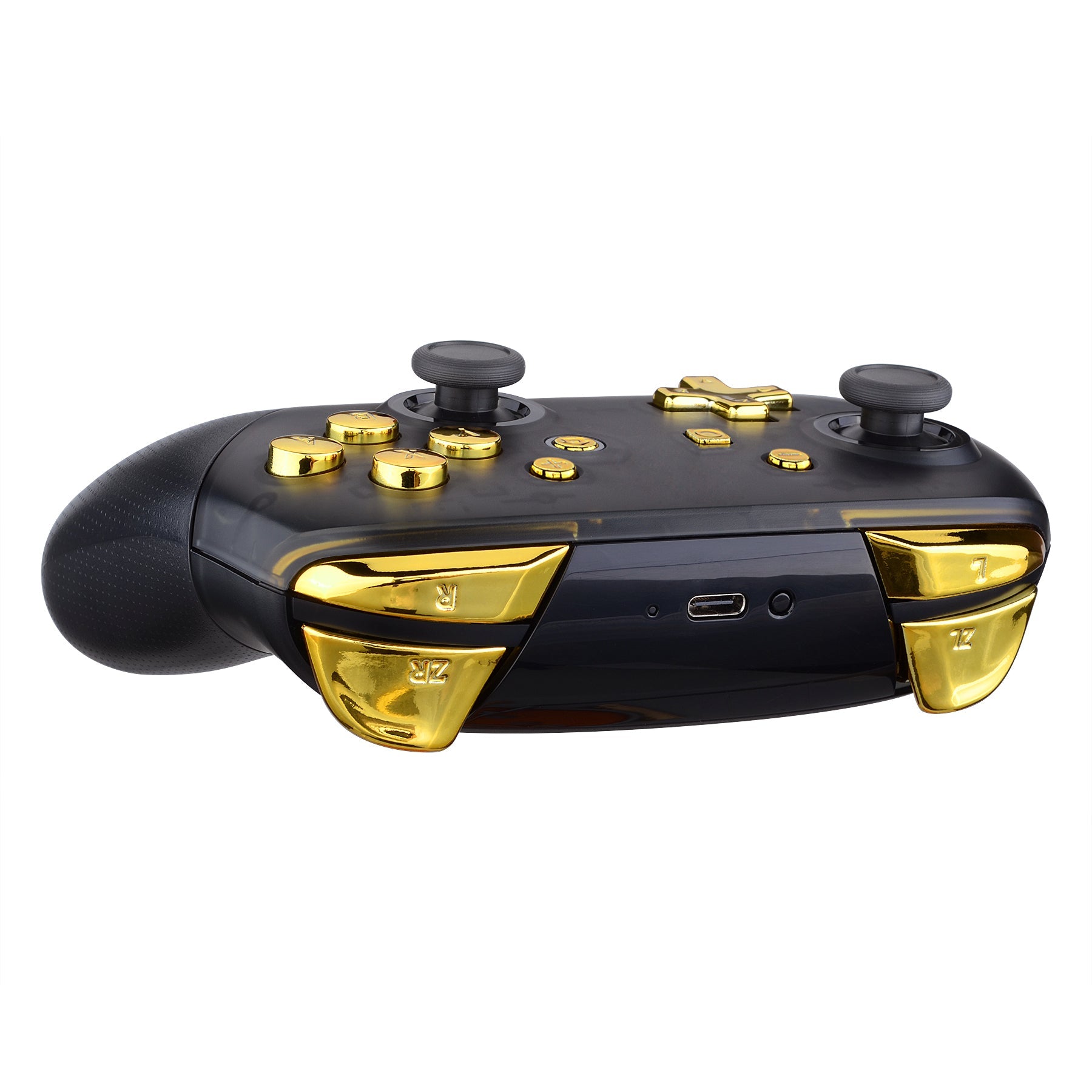 eXtremeRate Retail Chrome Gold Repair ABXY D-pad ZR ZL L R Keys for Nintendo Switch Pro Controller, Glossy DIY Replacement Full Set Buttons with Tools for Nintendo Switch Pro - Controller NOT Included - KRD401