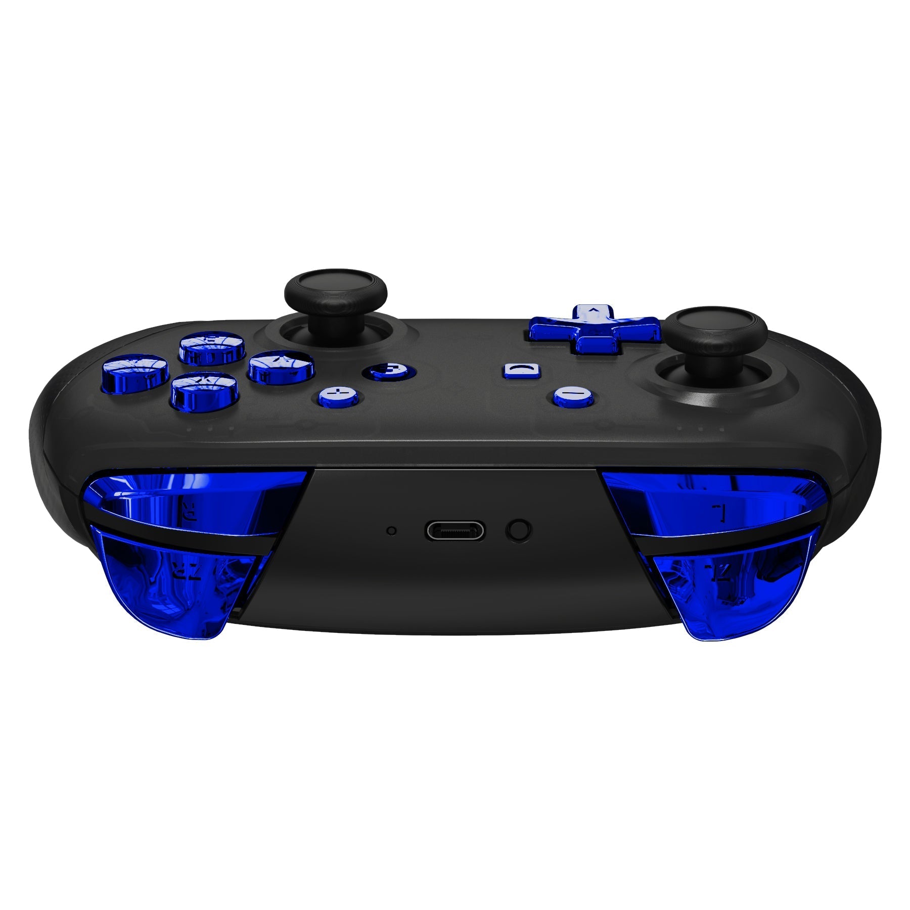 eXtremeRate Retail Chrome Blue Repair ABXY D-pad ZR ZL L R Keys for NS Switch Pro Controller, Glossy DIY Replacement Full Set Buttons with Tools for NS Switch Pro - Controller NOT Included - KRD404