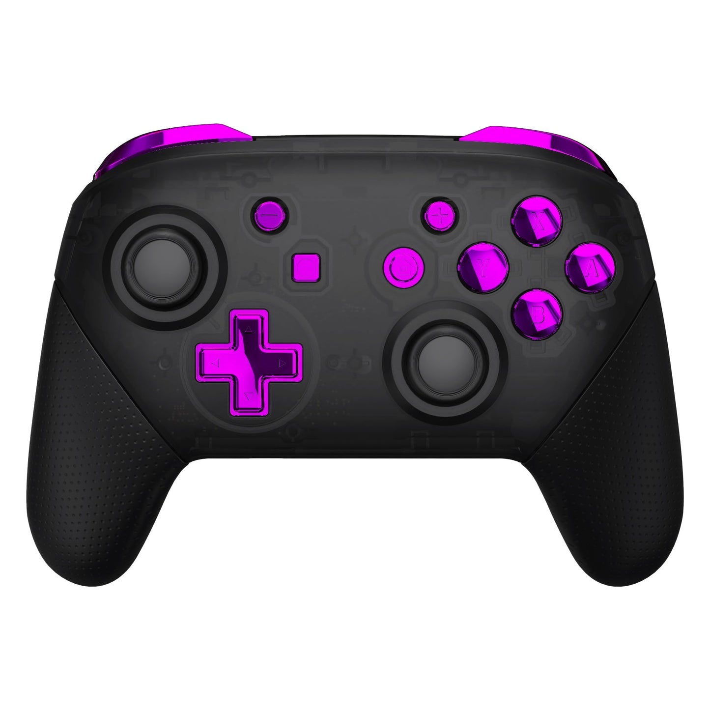 eXtremeRate Retail Chrome Purple Repair ABXY D-pad ZR ZL L R Keys for NS Switch Pro Controller, Glossy DIY Replacement Full Set Buttons with Tools for NS Switch Pro - Controller NOT Included - KRD405