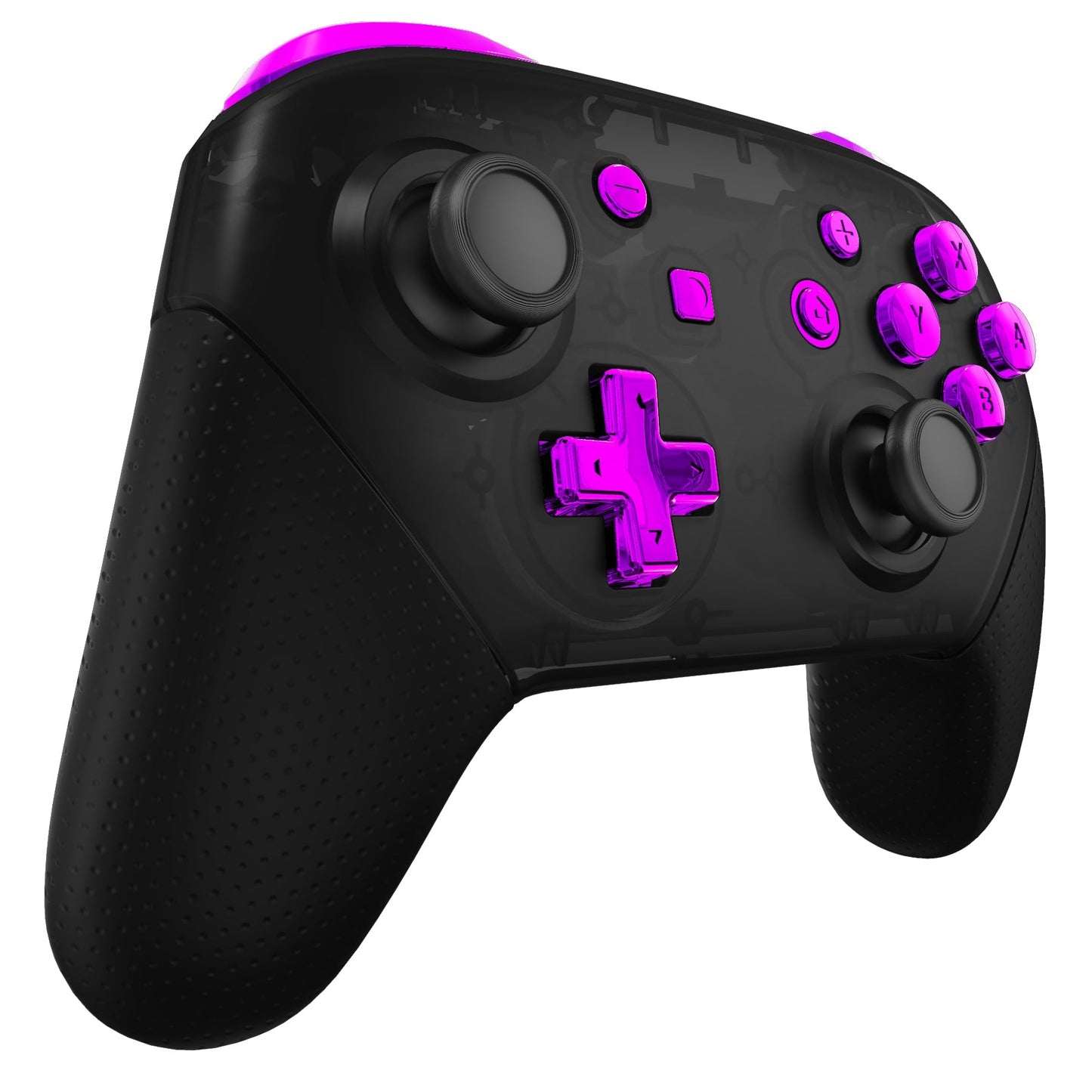 eXtremeRate Retail Chrome Purple Repair ABXY D-pad ZR ZL L R Keys for NS Switch Pro Controller, Glossy DIY Replacement Full Set Buttons with Tools for NS Switch Pro - Controller NOT Included - KRD405