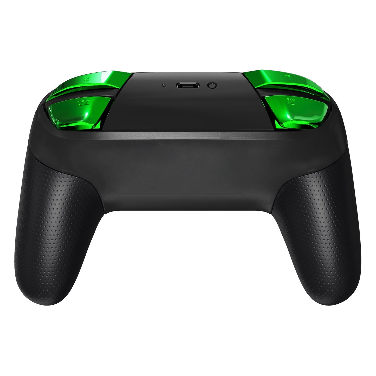 eXtremeRate Retail Chrome Green Repair ABXY D-pad ZR ZL L R Keys for NS Switch Pro Controller, Glossy DIY Replacement Full Set Buttons with Tools for NS Switch Pro - Controller NOT Included - KRD406