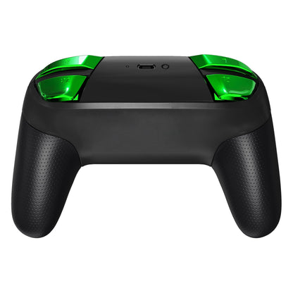 eXtremeRate Retail Chrome Green Repair ABXY D-pad ZR ZL L R Keys for NS Switch Pro Controller, Glossy DIY Replacement Full Set Buttons with Tools for NS Switch Pro - Controller NOT Included - KRD406