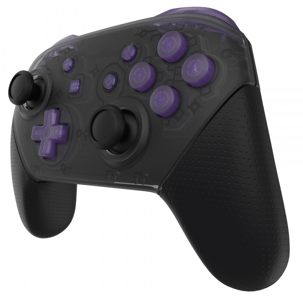 eXtremeRate Retail Transparent Atomic Purple Repair ABXY D-pad ZR ZL L R Keys for Nintendo Switch Pro Controller, DIY Replacement Full Set Buttons with Tools for Nintendo Switch Pro - Controller NOT Included - KRM513