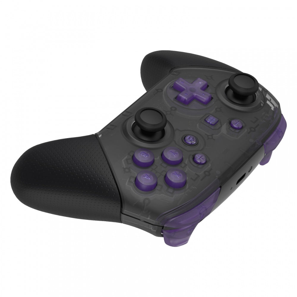 eXtremeRate Retail Transparent Atomic Purple Repair ABXY D-pad ZR ZL L R Keys for Nintendo Switch Pro Controller, DIY Replacement Full Set Buttons with Tools for Nintendo Switch Pro - Controller NOT Included - KRM513