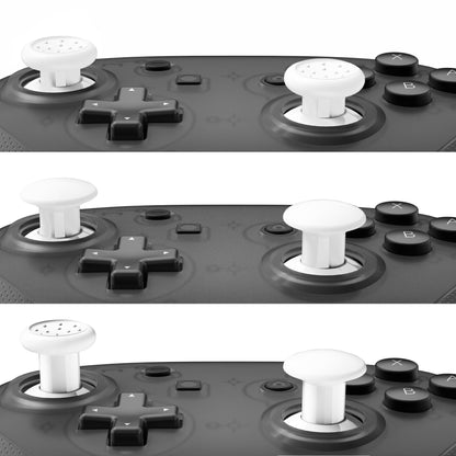 eXtremeRate Retail White Interchangeable Ergonomic Thumbsticks for Nintendo Switch Pro Controller with 3 Height Domed and Concave Grips Adjustable Joystick - KRM522