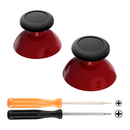 eXtremeRate Retail Carmine Red & Black Replacement 3D Joystick Thumbsticks, Analog Thumb Sticks with Phillips Screwdriver for Nintendo Switch Pro Controller - KRM525