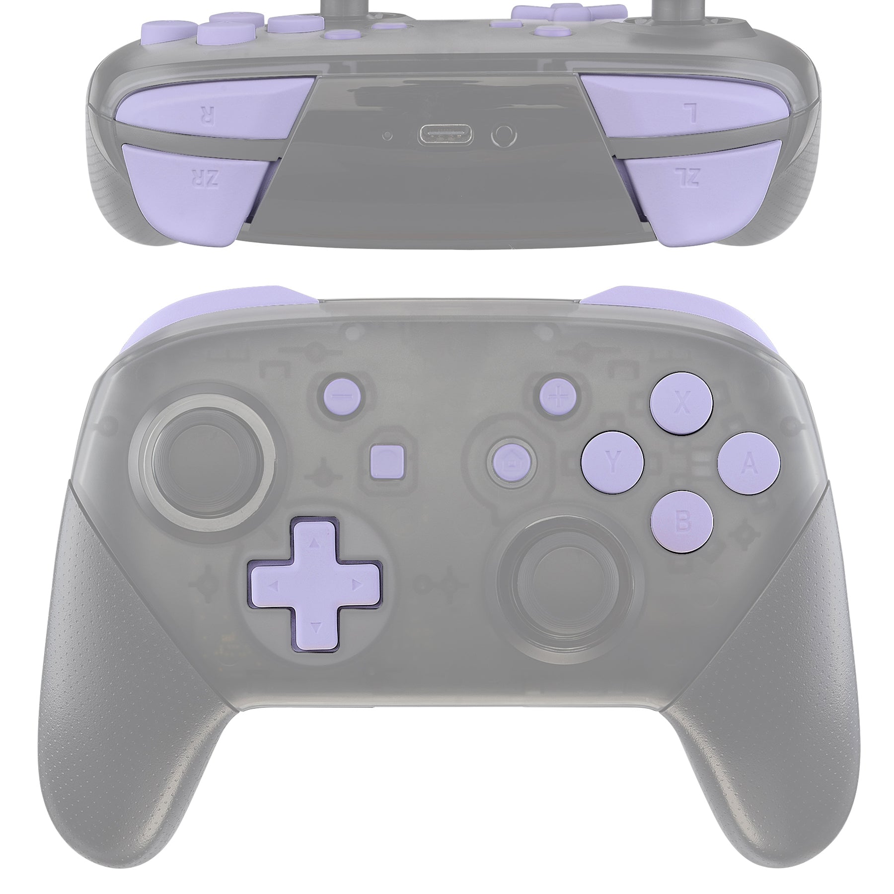 eXtremeRate Retail Light Violet Repair ABXY D-pad ZR ZL L R Keys for Nintendo Switch Pro Controller, DIY Replacement Full Set Buttons with Tools for Nintendo Switch Pro - Controller NOT Included - KRP310