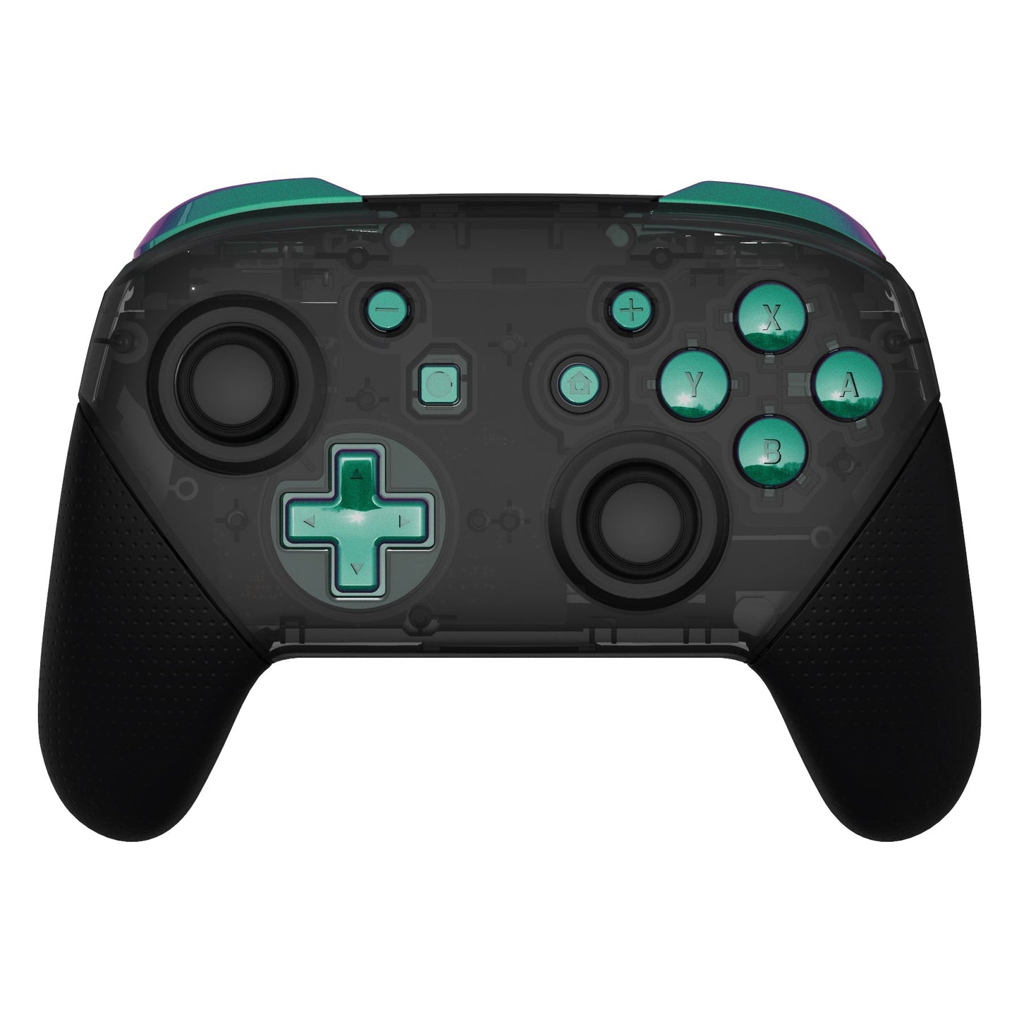 eXtremeRate Retail Green Purple Chameleon Repair ABXY D-pad ZR ZL L R Keys for Nintendo Switch Pro Controller, DIY Replacement Full Set Buttons with Tools for Nintendo Switch Pro - Controller NOT Included - KRP311