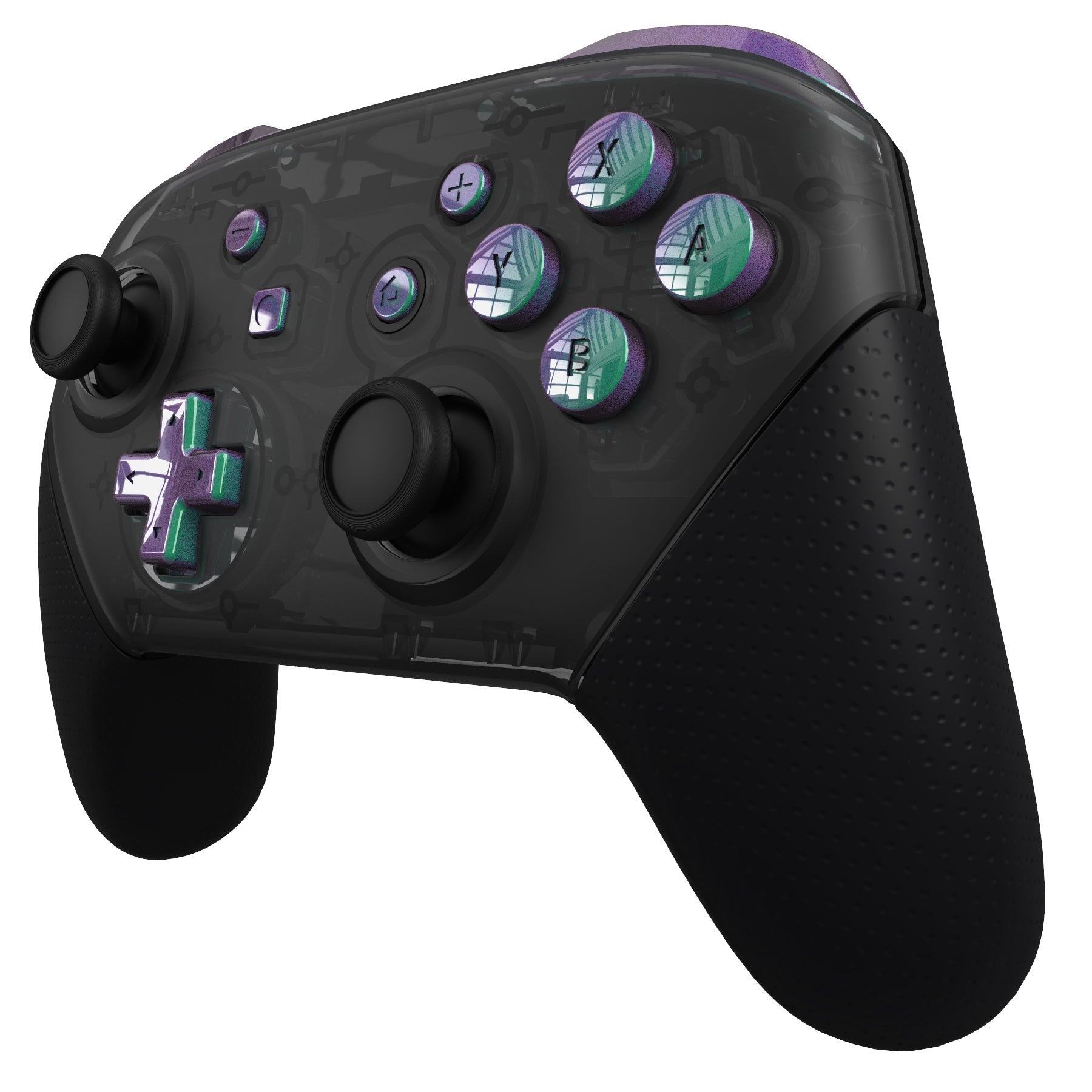 eXtremeRate Retail Green Purple Chameleon Repair ABXY D-pad ZR ZL L R Keys for Nintendo Switch Pro Controller, DIY Replacement Full Set Buttons with Tools for Nintendo Switch Pro - Controller NOT Included - KRP311