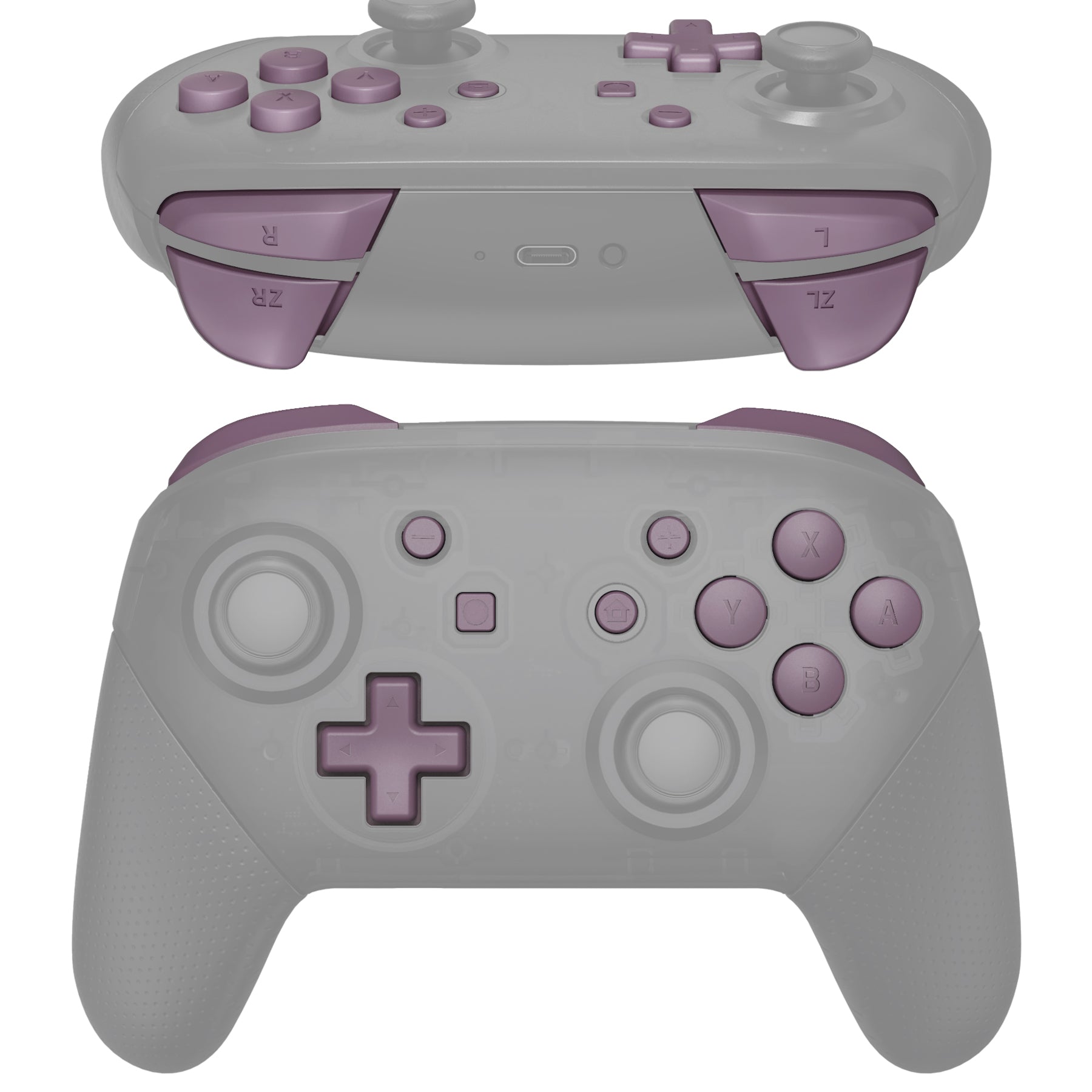 eXtremeRate Retail Dark Grayish Violet Repair ABXY D-pad ZR ZL L R Keys for NS Switch Pro Controller, DIY Replacement Full Set Buttons with Tools for NS Switch Pro - Controller NOT Included - KRP328