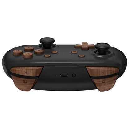 eXtremeRate Retail Wood Grain Repair ABXY D-pad Keys ZR ZL L R Buttons for Nintendo Switch Pro Controller, Glossy DIY Replacement Full Set Buttons with Tools for Nintendo Switch Pro - Controller NOT Included - KRS201