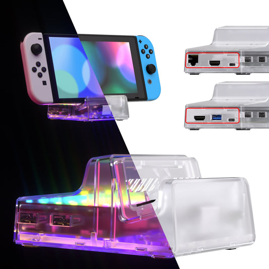 eXtremeRate Retail eXtremeRate AiryDocky DIY Kit LED Version Replacement Shell Case for Nintendo Switch & Switch OLED Dock, Redesigned IR Remote Control 7 Color 39 Effects RGB LED Kit for Nintendo Switch OLED Dock - LLNSM001L