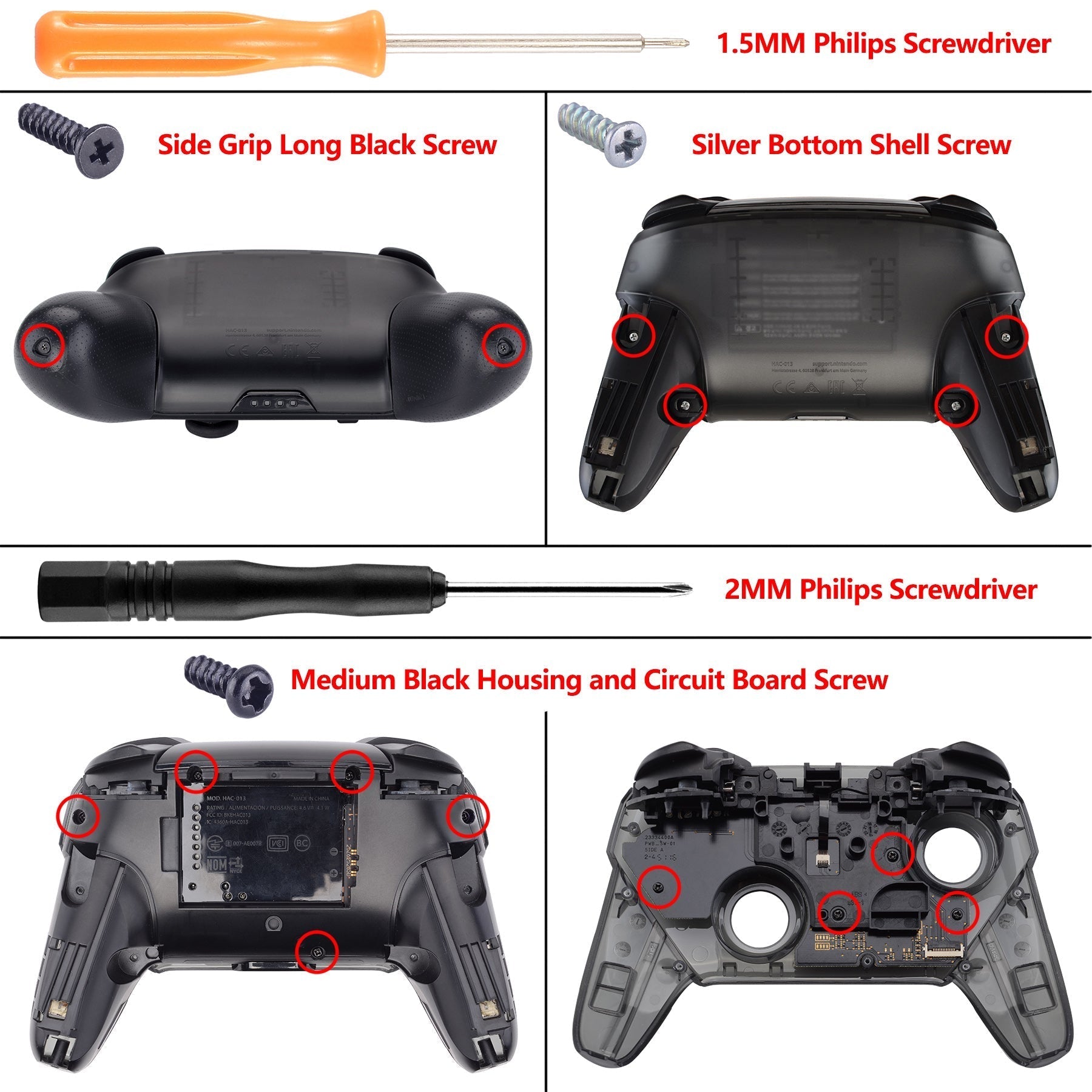 eXtremeRate Retail Red Replacement Handle Grips for Nintendo Switch Pro Controller, Soft Touch DIY Hand Grip Shell for Nintendo Switch Pro - Controller NOT Included - GRP302