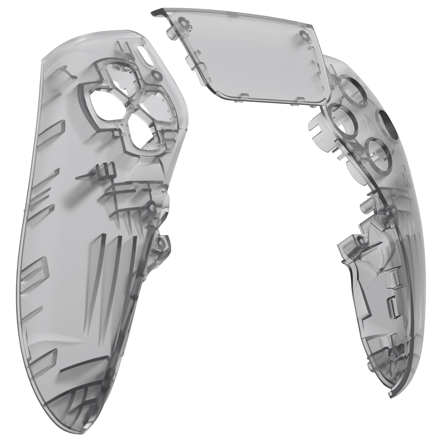 Replacement Left Right Front Housing Shell with Touchpad Compatible with PS5 Edge Controller - Clear Black eXtremeRate