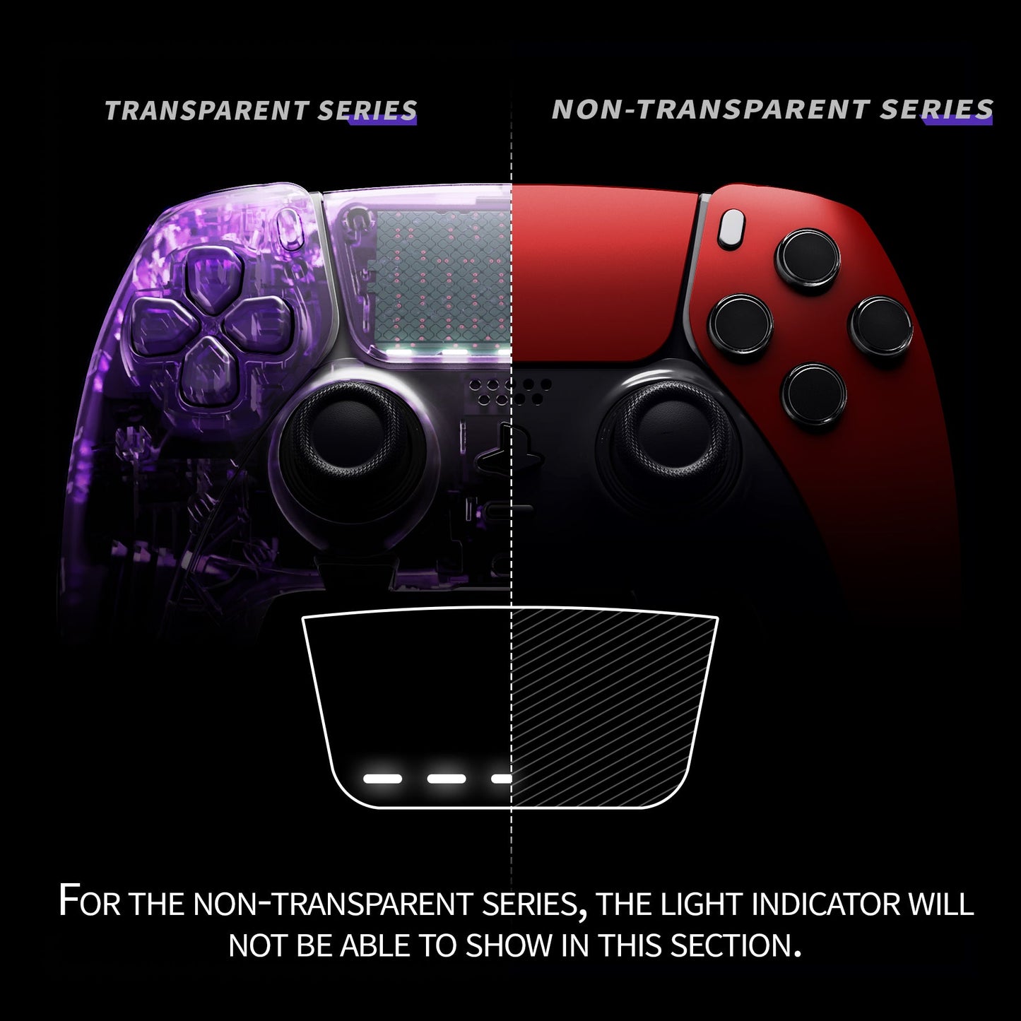 Replacement Left Right Front Housing Shell with Touchpad Compatible with PS5 Edge Controller - Scarlet Red eXtremeRate