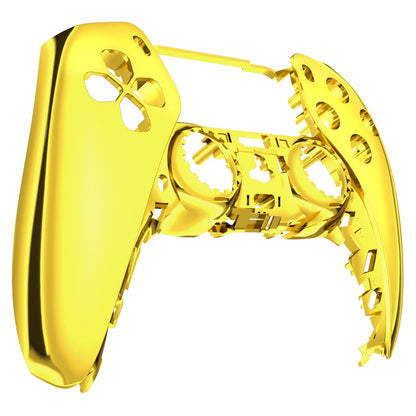 eXtremeRate Retail Chrome Gold Glossy DIY Accessories Replacement Front Housing Shell Compatible with ps5 Controller, Custom Faceplate Compatible with ps5 Controller - Touchpad NOT Included - MPFD4001