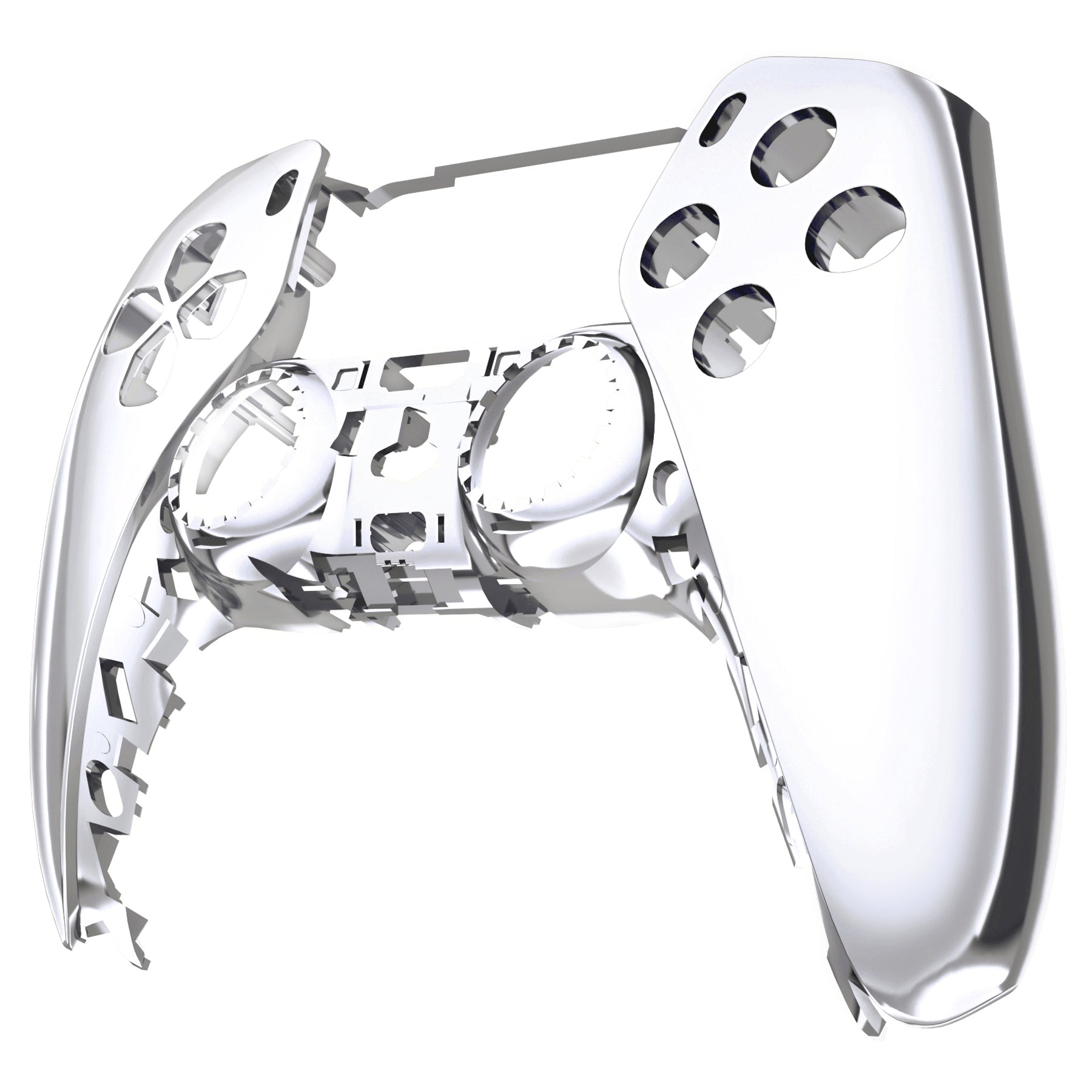 eXtremeRate Retail Chrome Silver Glossy DIY Accessories Replacement Front Housing Shell Compatible with ps5 Controller, Custom Faceplate Compatible with ps5 Controller - Touchpad NOT Included - MPFD4002