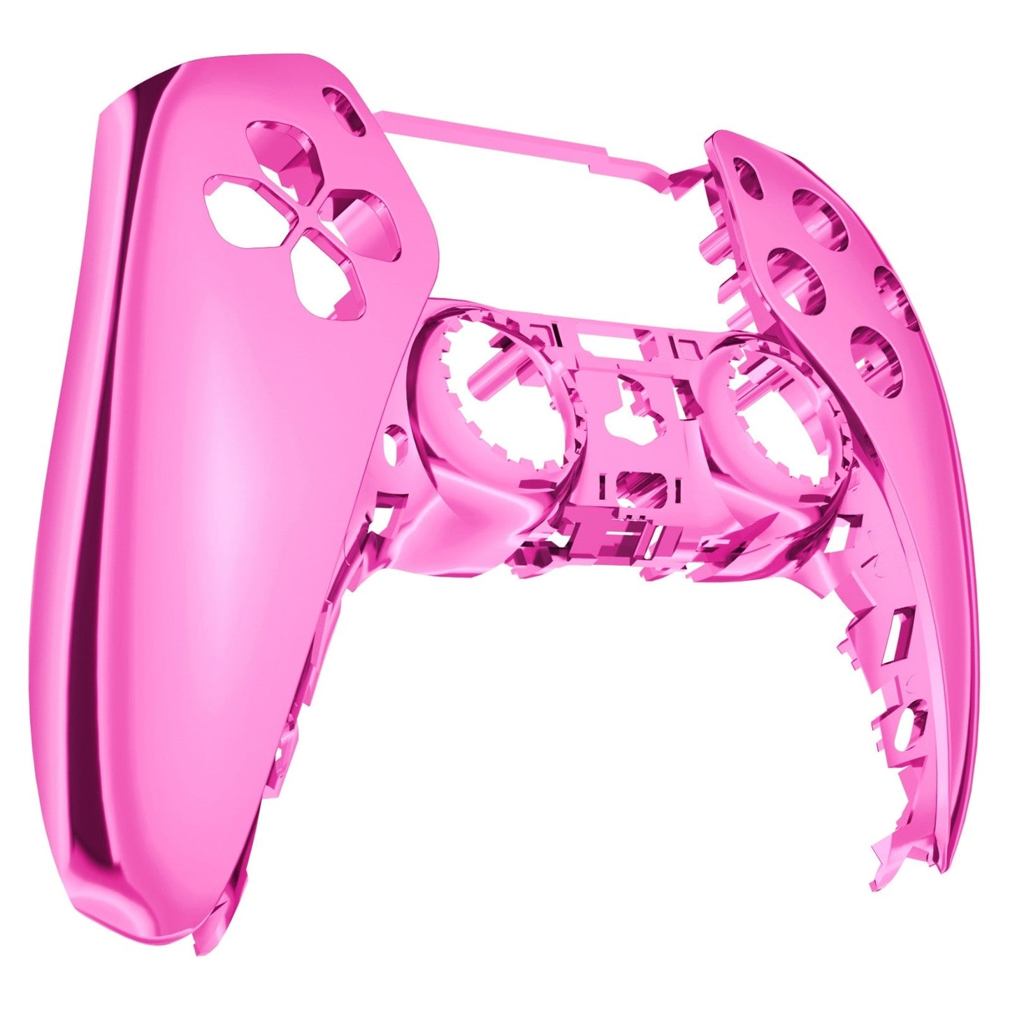 eXtremeRate Retail Chrome Pink Glossy DIY Accessories Replacement Front Housing Shell Compatible with ps5 Controller, Custom Faceplate Compatible with ps5 Controller - Touchpad NOT Included - MPFD4007