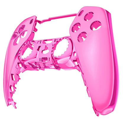 eXtremeRate Retail Chrome Pink Glossy DIY Accessories Replacement Front Housing Shell Compatible with ps5 Controller, Custom Faceplate Compatible with ps5 Controller - Touchpad NOT Included - MPFD4007