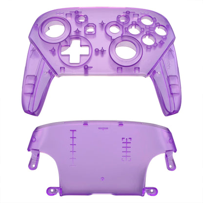 eXtremeRate Retail Clear Atomic Puple Faceplate and Backplate for Nintendo Switch Pro Controller, DIY Replacement Shell Housing Case for Nintendo Switch Pro - Controller NOT Included - MRM505