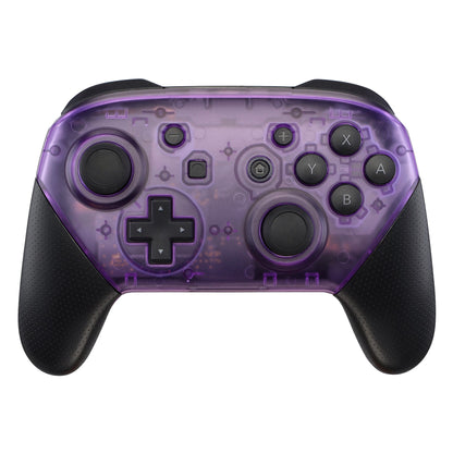 eXtremeRate Retail Clear Atomic Puple Faceplate and Backplate for Nintendo Switch Pro Controller, DIY Replacement Shell Housing Case for Nintendo Switch Pro - Controller NOT Included - MRM505