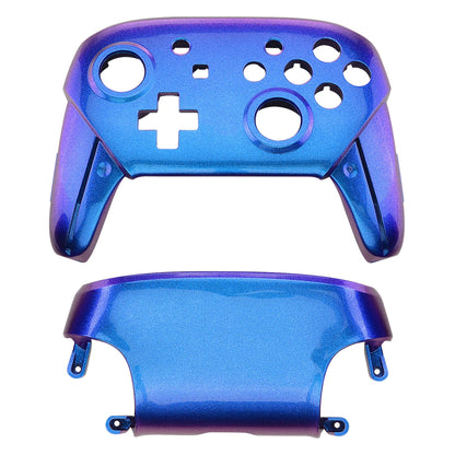 eXtremeRate Retail Chameleon Glossy Faceplate and Backplate for NS Switch Pro Controller, Purple Blue DIY Replacement Shell Housing Case for NS Switch Pro - Controller NOT Included - MRP301