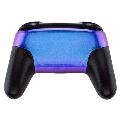 eXtremeRate Retail Chameleon Glossy Faceplate and Backplate for NS Switch Pro Controller, Purple Blue DIY Replacement Shell Housing Case for NS Switch Pro - Controller NOT Included - MRP301