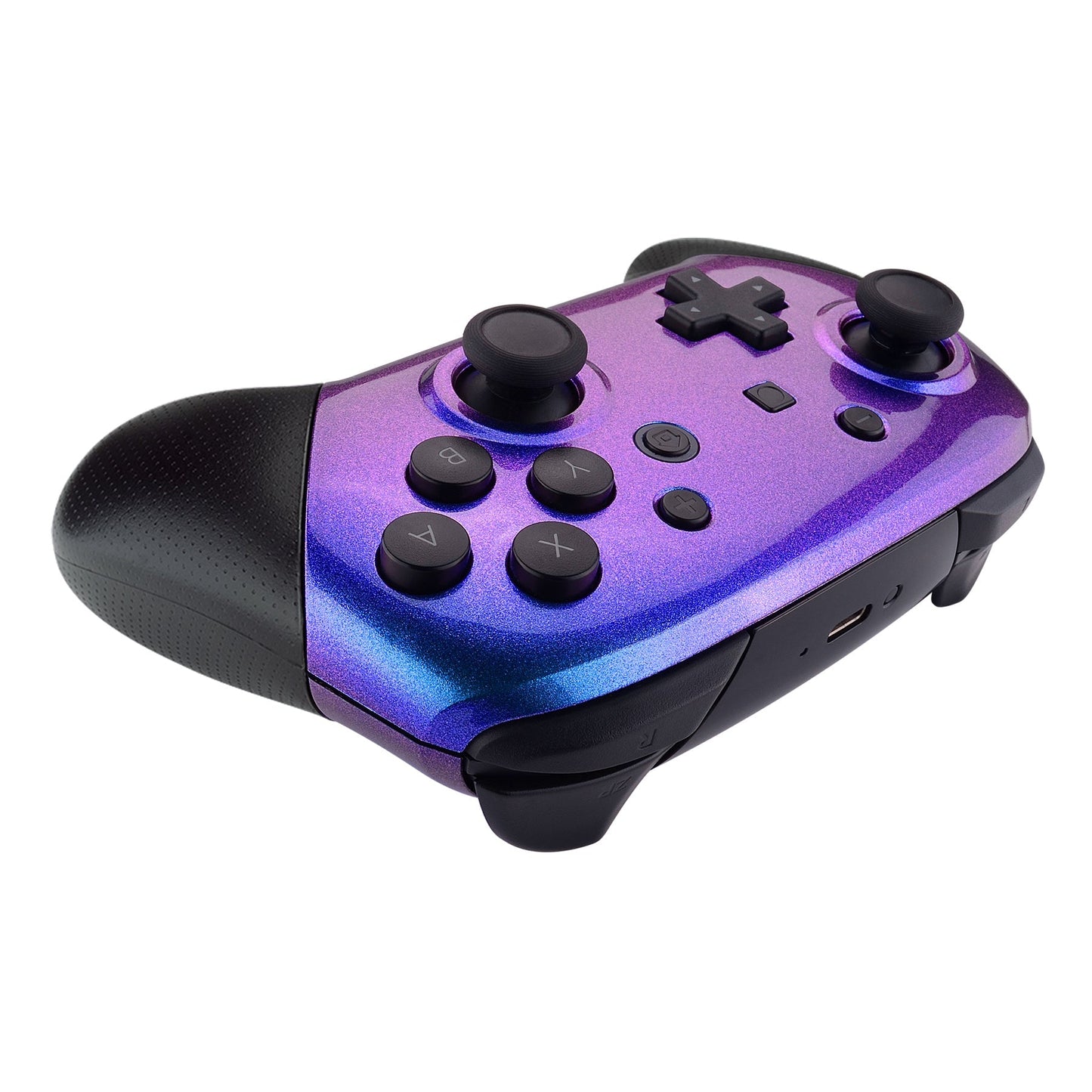 eXtremeRate Retail Chameleon Glossy Faceplate and Backplate for NS Switch Pro Controller, Purple Blue DIY Replacement Shell Housing Case for NS Switch Pro - Controller NOT Included - MRP301