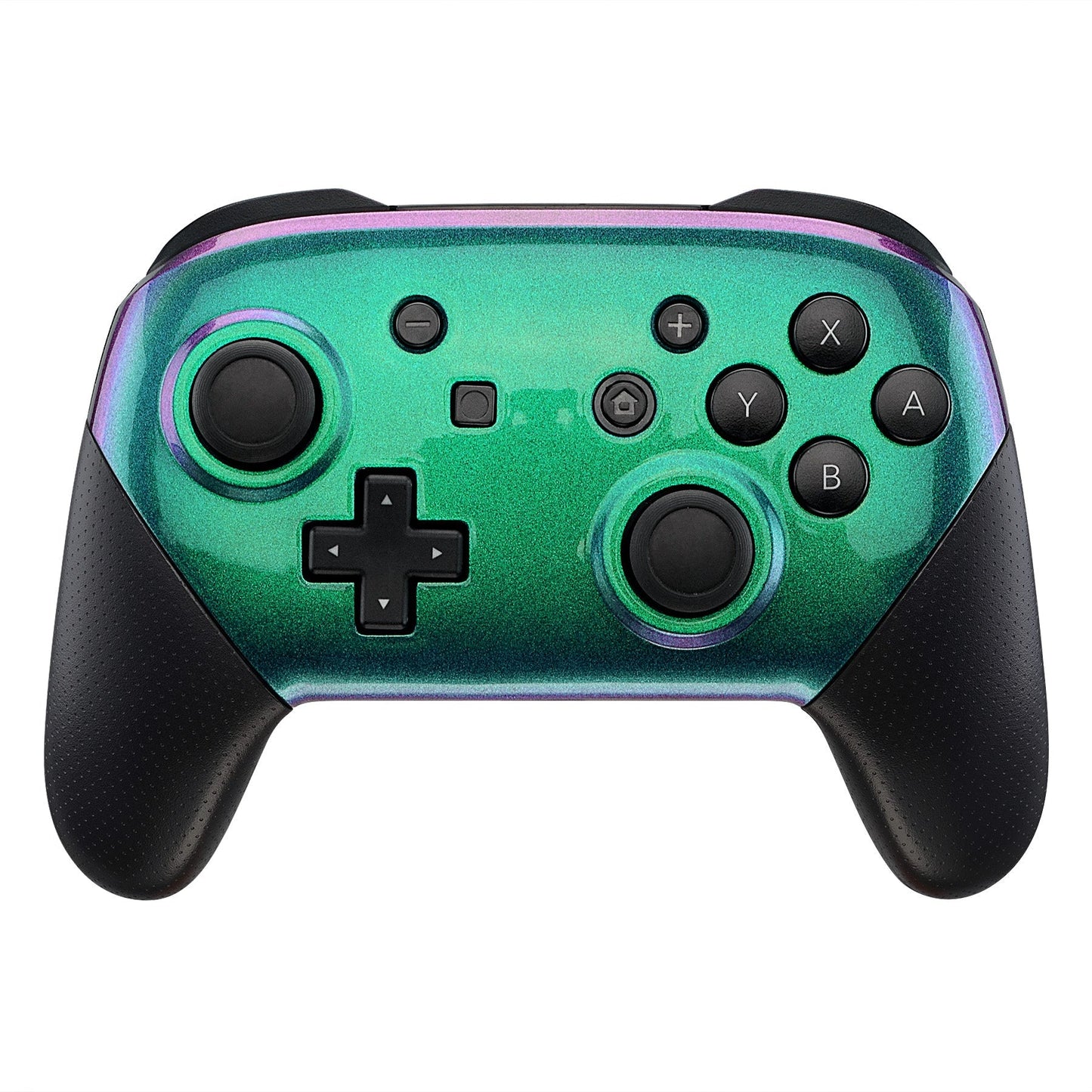 eXtremeRate Retail Chameleon Glossy Faceplate and Backplate for Nintendo Switch Pro Controller, Green Purple DIY Replacement Shell Housing Case for Nintendo Switch Pro - Controller NOT Included - MRP311