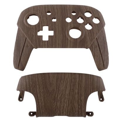 eXtremeRate Retail Wood Grain Patterned Soft Touch Faceplate and Backplate Replacement Shell Housing Case for NS Switch Pro Controller- Controller NOT Included - MRS201